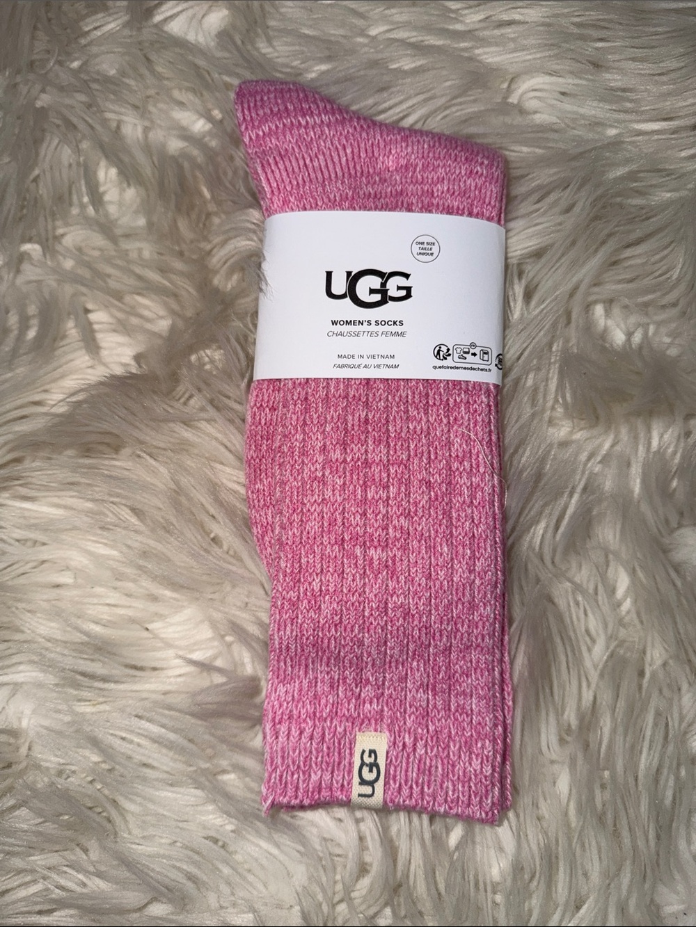 UGG Pink Marled Knit Crew Socks